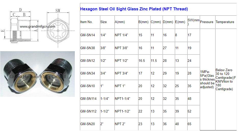Hexagon Steel Oil Sight Glass Zinc Plated (NPT Thread).jpg