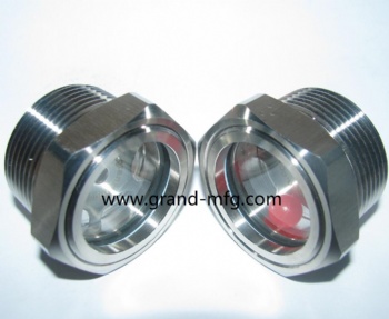 Pipe fitting fused water flow indicator sight glass