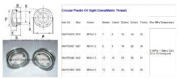 Metric thread Circular Plastic oil level sight glass window plugs