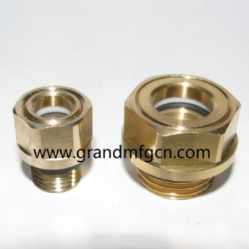 brass Oil level sight glass with safety glass