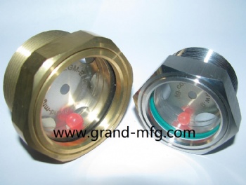 brass Oil level sight glass with safety glass