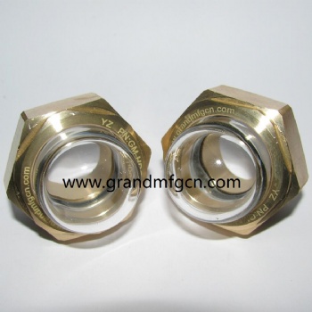GrandMfg® Domed 7/8-14UNF Brass level 3-D BullsEye Sight Glass  window plugs